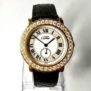 CARTIER RONDE Quartz 32mm Electroplated Silver 1.33TCW DIAMOND Watch